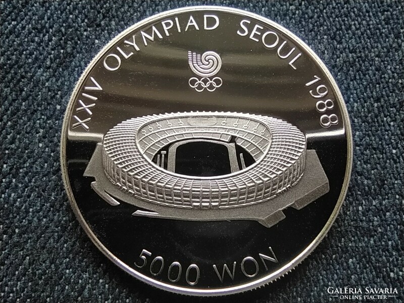 Dél-Korea Olimpiai Játékok Szöulban 1988 Olimpiai Stadion .925 ezüst 5000 won 1987 (id62338)