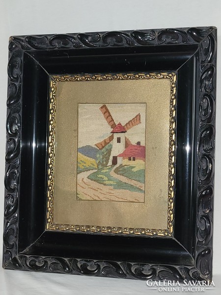Antique needle tapestry in contemporary glazed frame