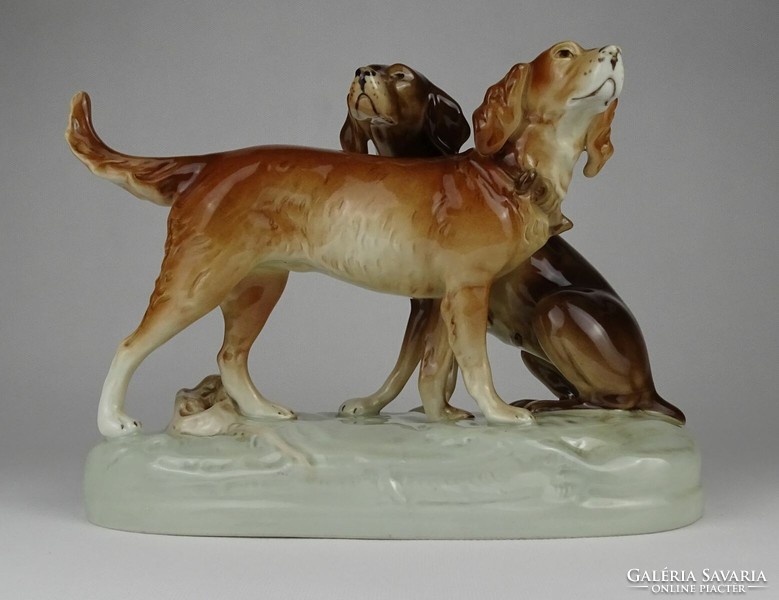 1N185 large royal dux porcelain hunting dog pair 27 cm
