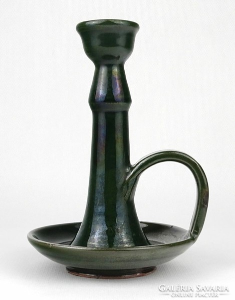 1N175 large green glazed ceramic walking candle holder 17.5 Cm
