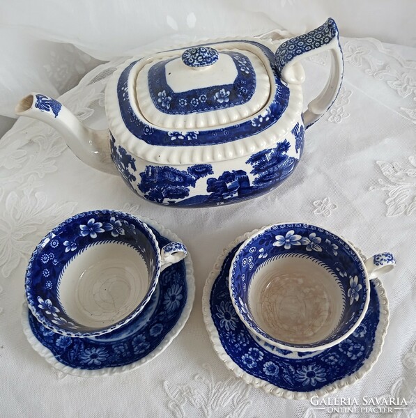 Antique faience copeland spode 2 teacups and jug