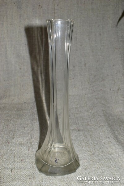 Régi üveg váza szálváza , templom , oltár 10x10x 30,5 cm