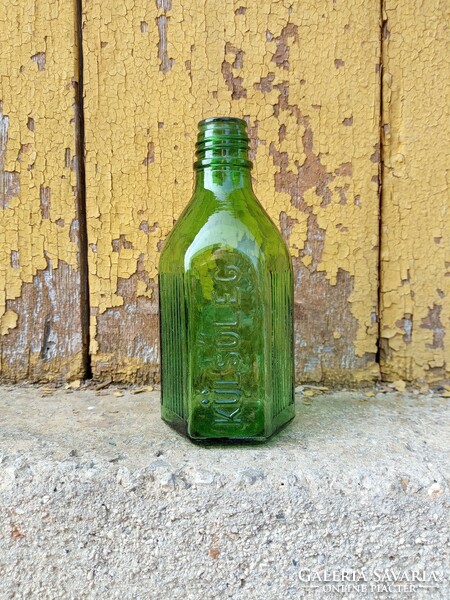 Old, pharmacy, externally labeled, green bottle, 100 ml