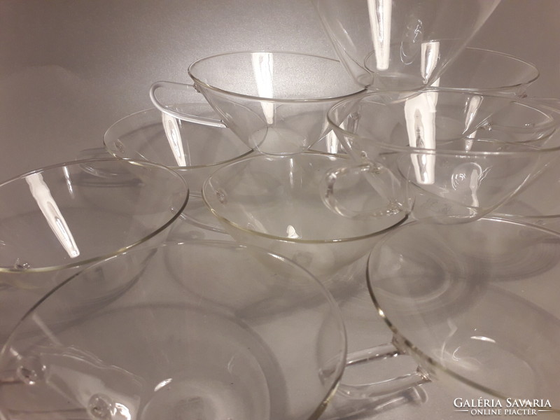 Schott & gen.Mainz jena glass heat-resistant glass art deco cup set marked 11 pieces + spout