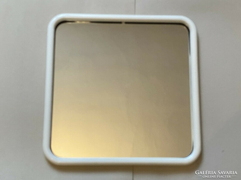 White metal framed wall mirror 60 x 60 cm