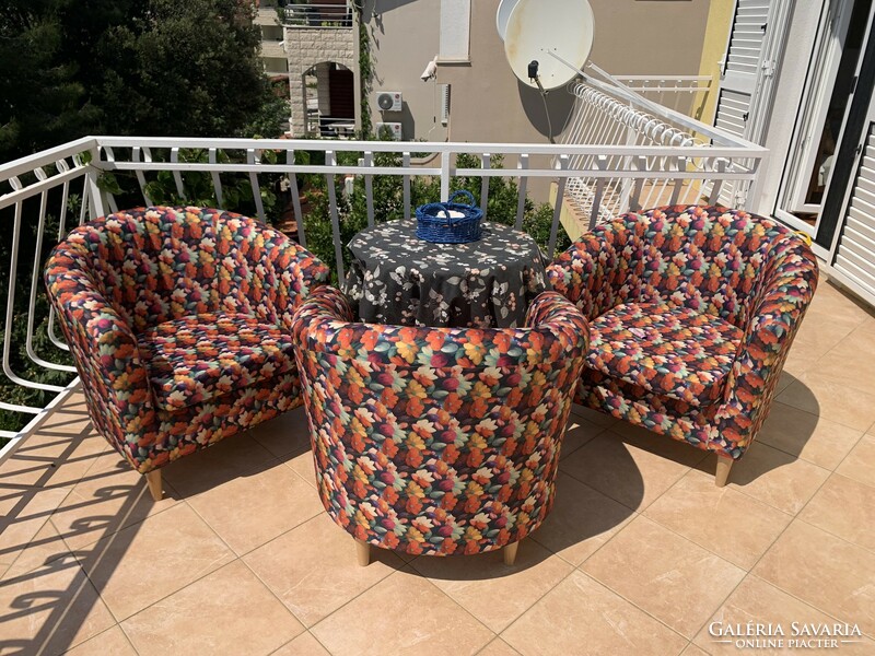 Ikea armchair with impregnated floral material, outdoor