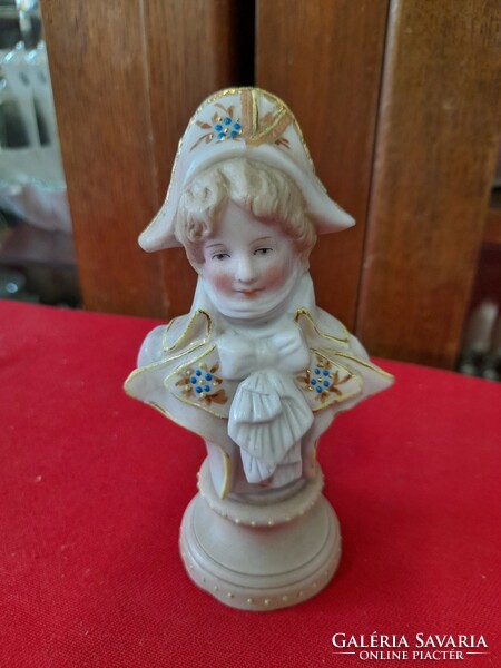 German, germany ens volkstedt rudolstadt Victorian tea doll, bust porcelain figure. 11.5 Cm.