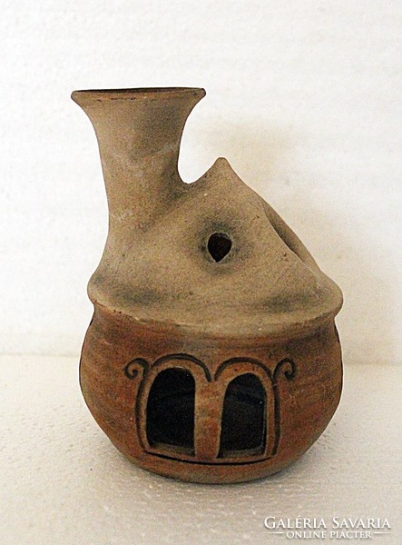 Small ceramic candleholder house