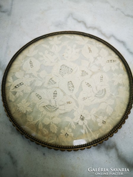 Antique Copper Tray Wonderful Round Copper Lace Extremely Detailed Openwork Centerpiece Offering Polished