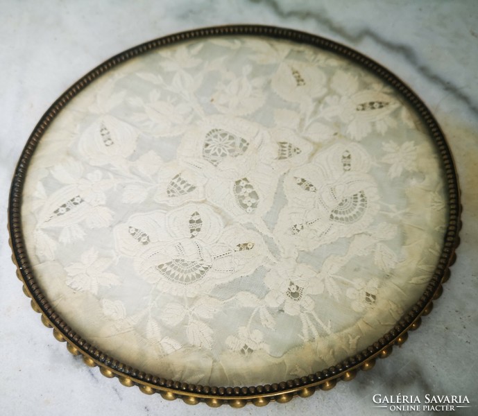 Antique Copper Tray Wonderful Round Copper Lace Extremely Detailed Openwork Centerpiece Offering Polished