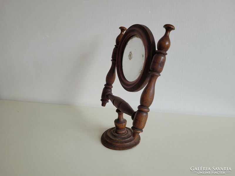 Old vintage folk wooden mirror peasant mirror