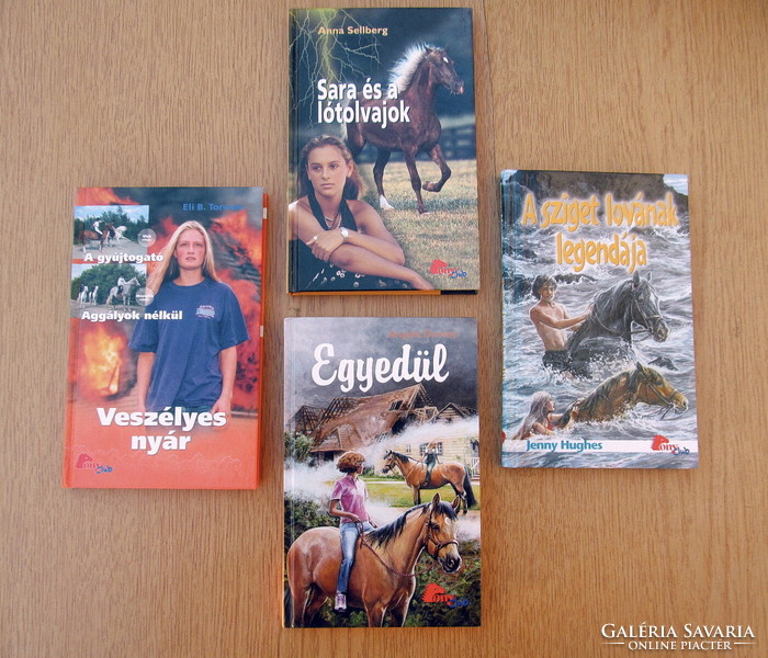 4 db. új Pony Club ifjúsági könyv - Egyedül, Veszélyes nyár, A sziget lovának legendája ...