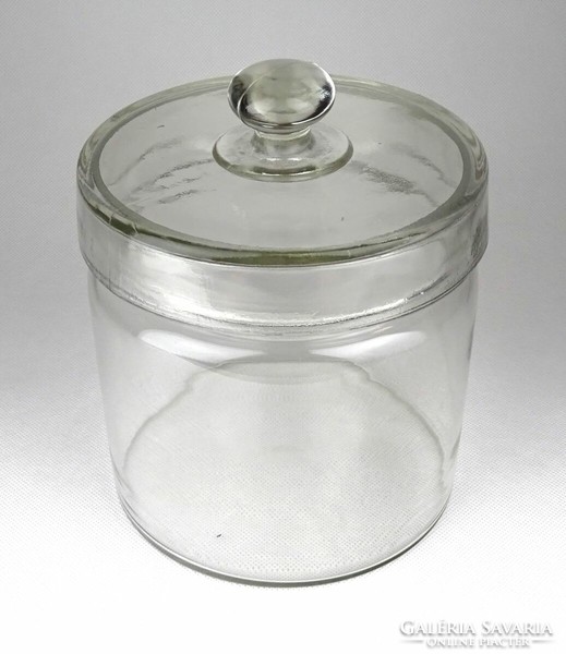 1E093 Régi gyógyszertári fedeles patika üveg tégely 18.5 cm