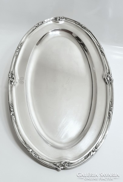 Silver (800) bachruch tray with noble crown and coat of arms (1306 g)