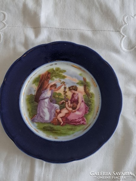 Antik Altwien és Victoria Austria kék szélű zsáner jelenetes porcelán tányér
