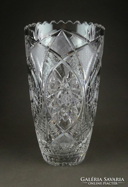 1C580 Hibátlan hatalmas csiszolt ólomkristály váza 30.5 cm