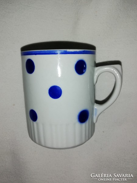 Zsolnay mug with blue polka dot skirt