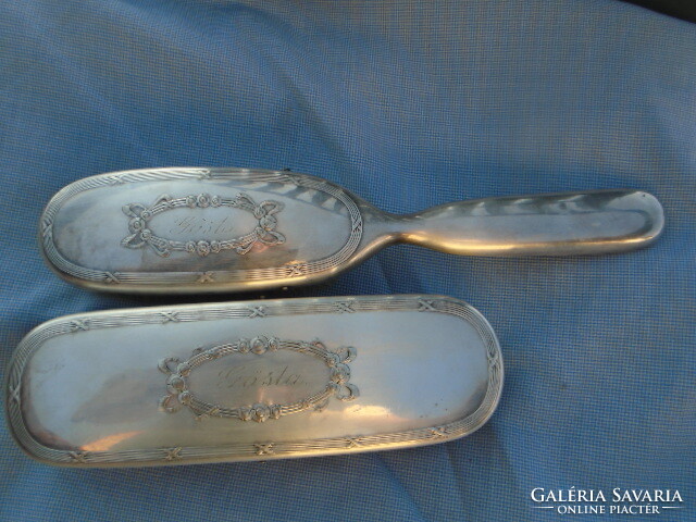 Around the turn of the century antique Art Nouveau dress brushes in pairs - marked