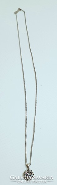 Ezüst Pandora, állítható hosszúságú nyaklánc, színes medállal