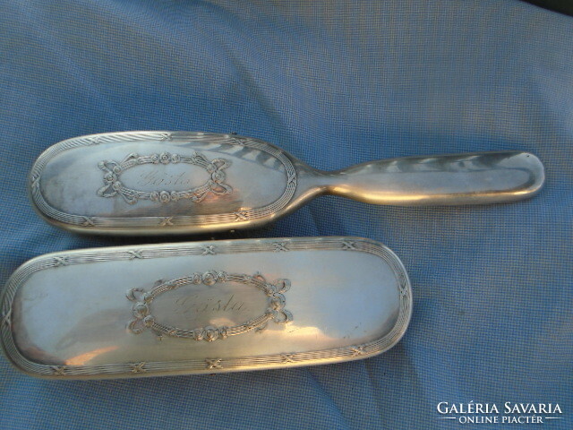 Around the turn of the century antique Art Nouveau dress brushes in pairs - marked