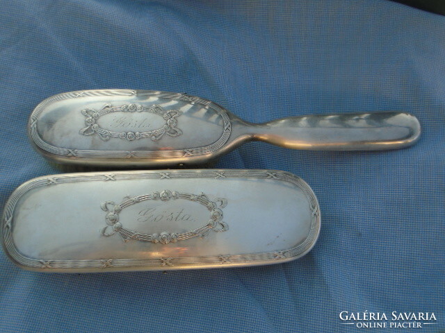 Around the turn of the century antique Art Nouveau dress brushes in pairs - marked