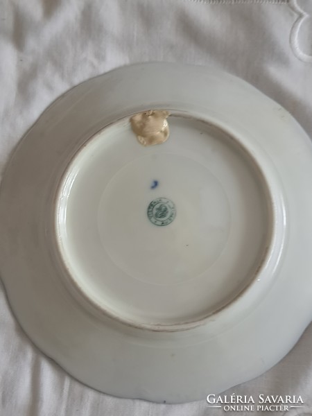 Antik Altwien és Victoria Austria kék szélű zsáner jelenetes porcelán tányér