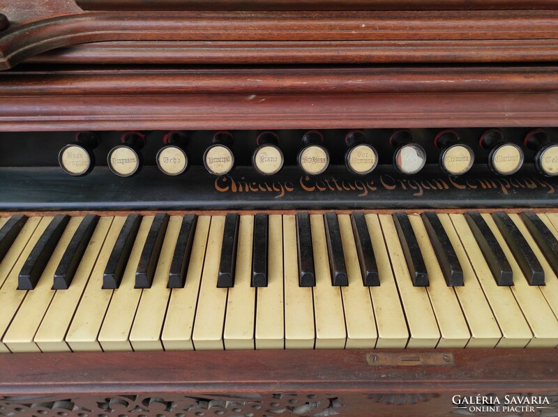 Antik orgona zongora harmónium viktóriánus bútor reed organ victorian furniture 1880 hangszer 631