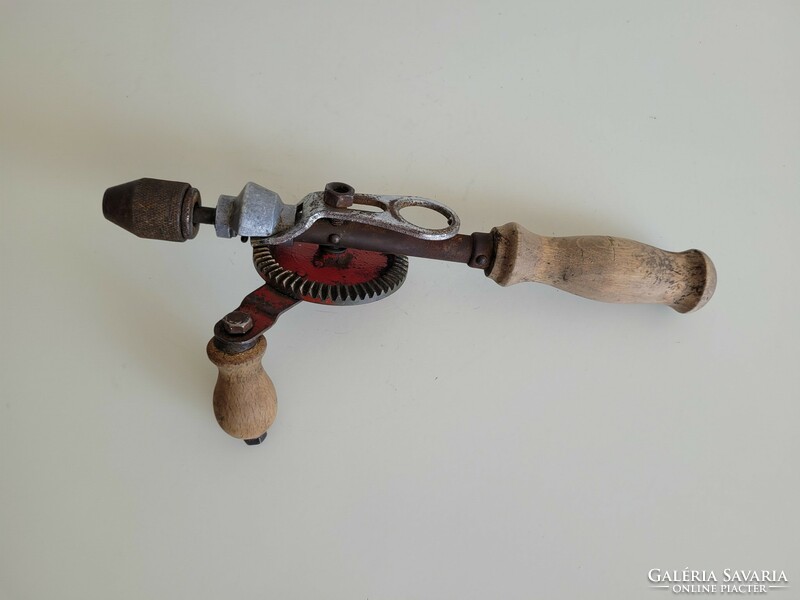 Old vintage hand tool americaner hand drill 30 cm