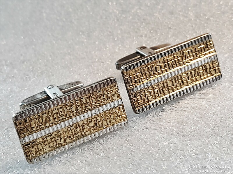 Old partially gilded silver cufflink