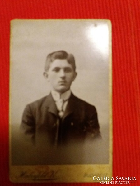 Cc.1900. Ifjú férfi kemény táblás fotó portré BUDAPEST HÁBERFELD K. fotó a képek szerint