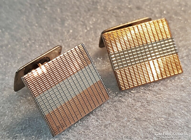 Old partially gilded silver cufflink