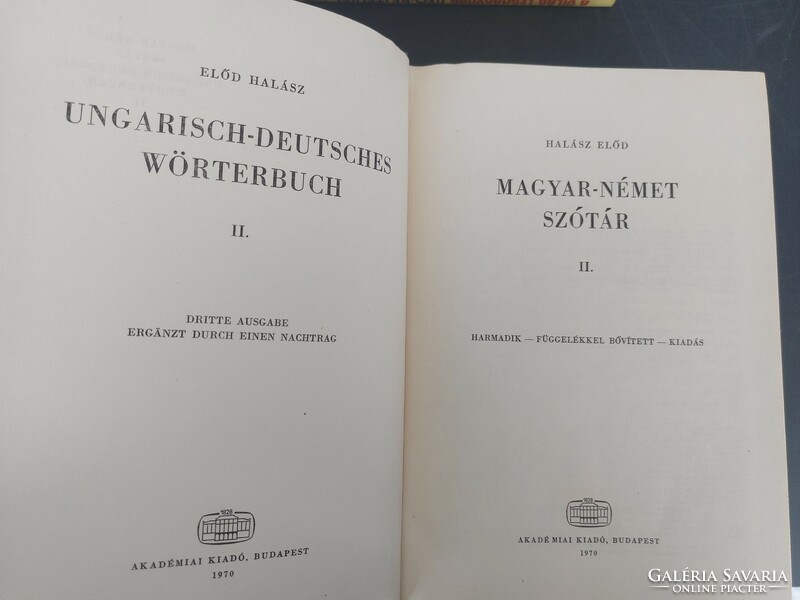 Halász's predecessor﻿:Hungarian-German dictionary i-ii.﻿German-Hungarian dictionary i-ii.1970. HUF 4,500