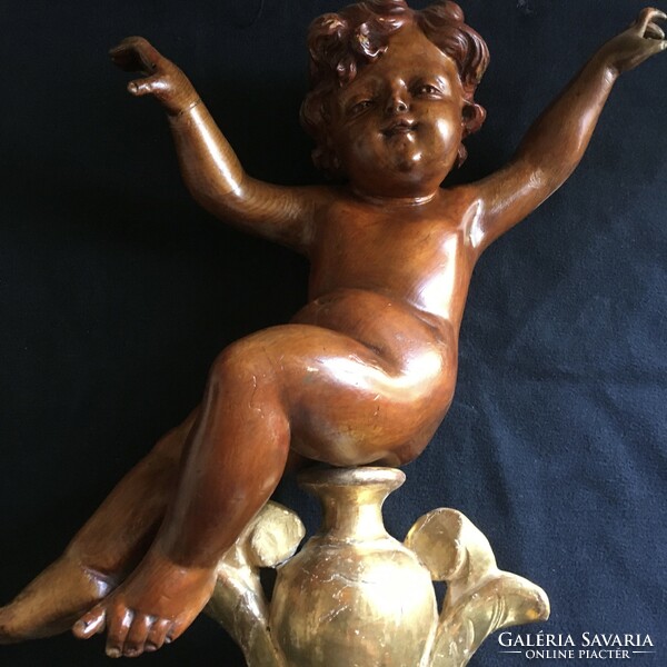 Xix.Sz.I. Italian carved wooden angel! 42X28 cm!!