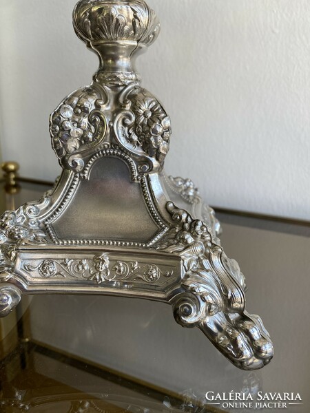 19th century baroque silver centerpiece with etched glass