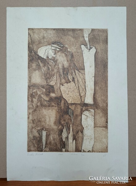 Ilona Leleszi: between smears - abstract etching - 1987
