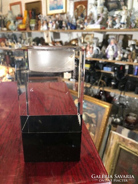 Art deco üveg mécsestartó, 16 cm-es magasságú, régi.