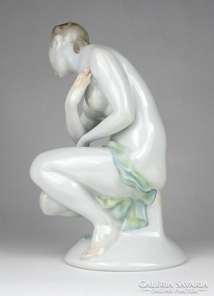 1F498 Herendi porcelán ülő női akt figura 22 cm