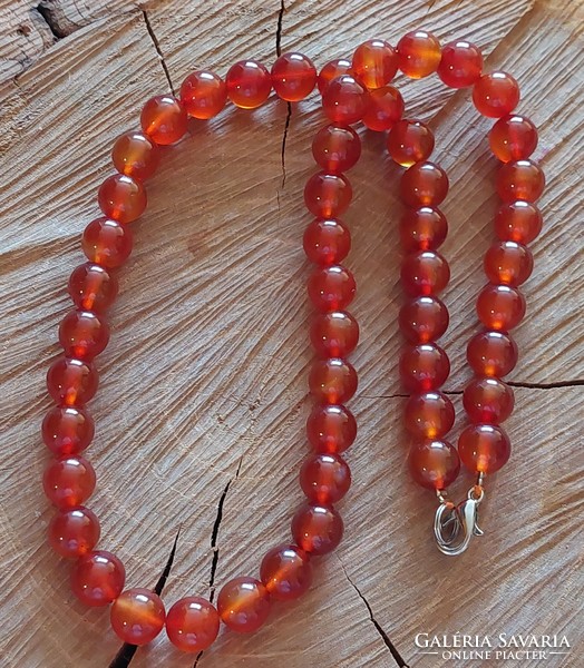 Very nice carnelian necklace with steel clasp