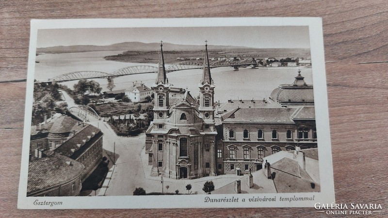 View of Esztergom, part of the Danube with the Vizíváros church - monostory György Budapest postcard publication