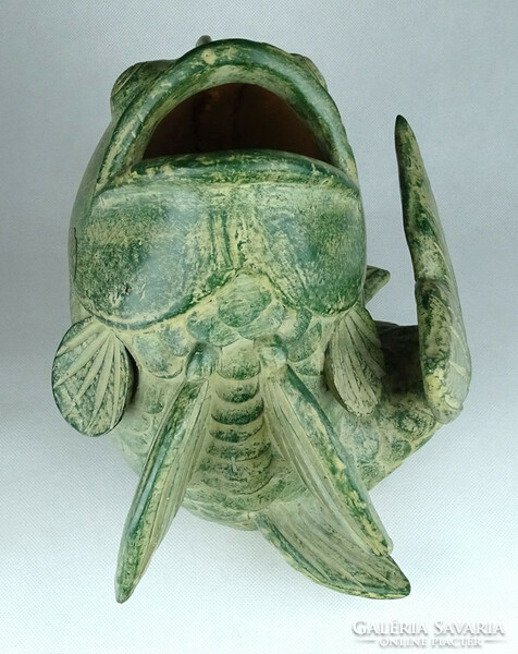 1G701 old large terracotta fish-shaped ceramic vase 27 cm