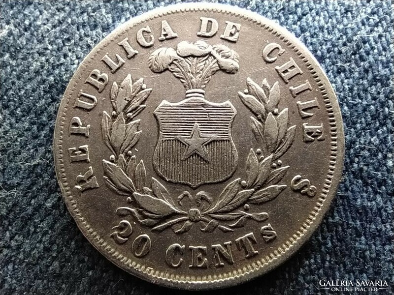 Chile Köztársaság (1818-) .835 ezüst 20 centavo 1874 So (id64475)