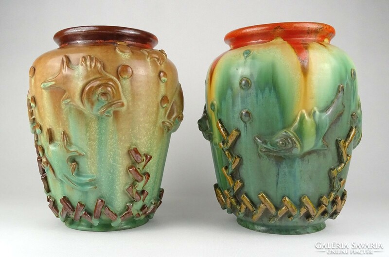 1F488 old marked hops ceramic vase pair 23 cm