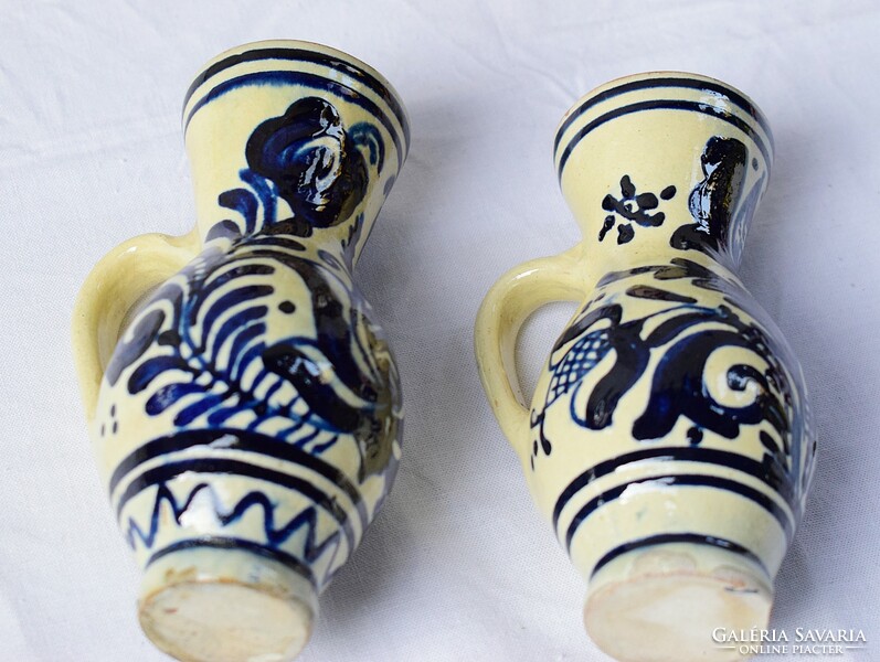 Antique Corundian ceramic goblet 5 pcs. Imre korond bird and tulip matké 12.5 - 19.7 cm damaged!