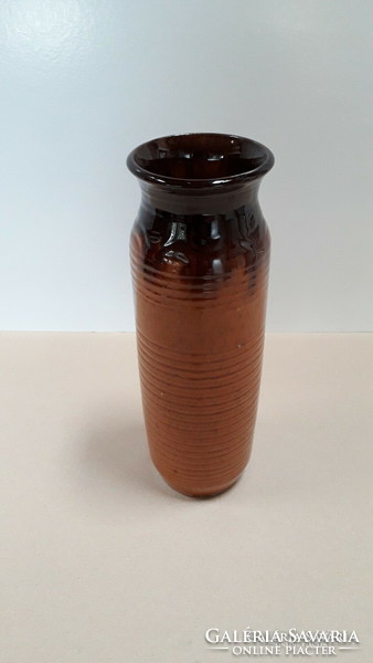 Retro vase. Glazed applied art ceramic shaped on a disc, height 27 cm, flawless