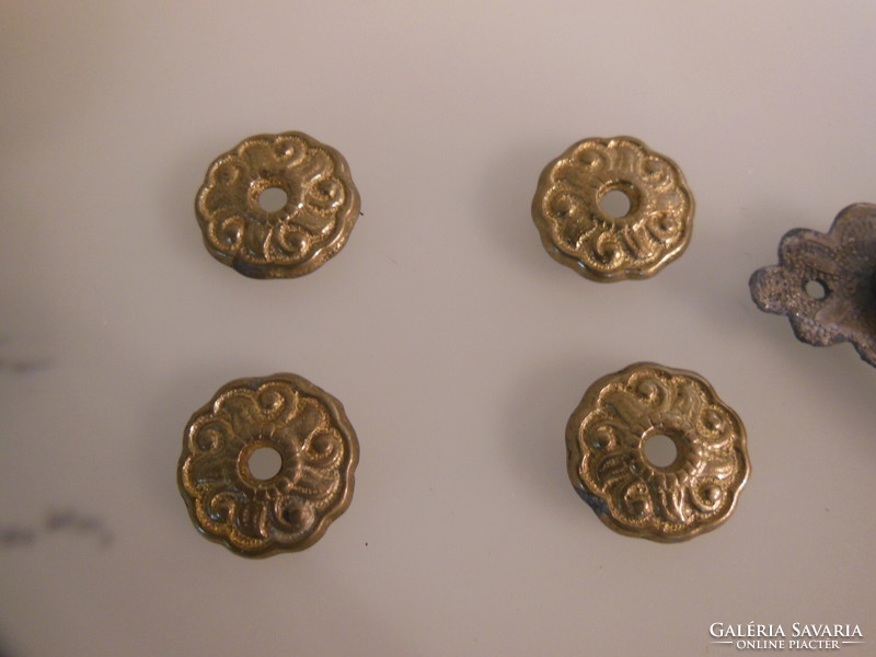 Handle + 4 pcs - copper button covers - pewter - antique 12 x 5 cm - - Austrian - flawless