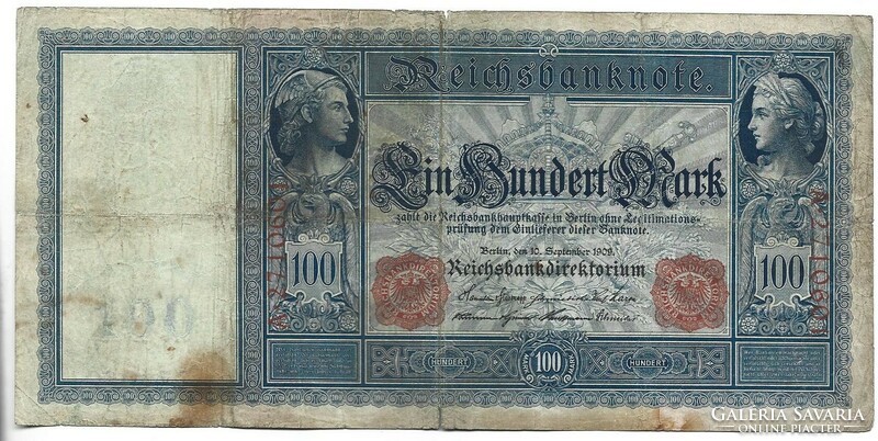 100 márka 1909 Németország 1. Ritka