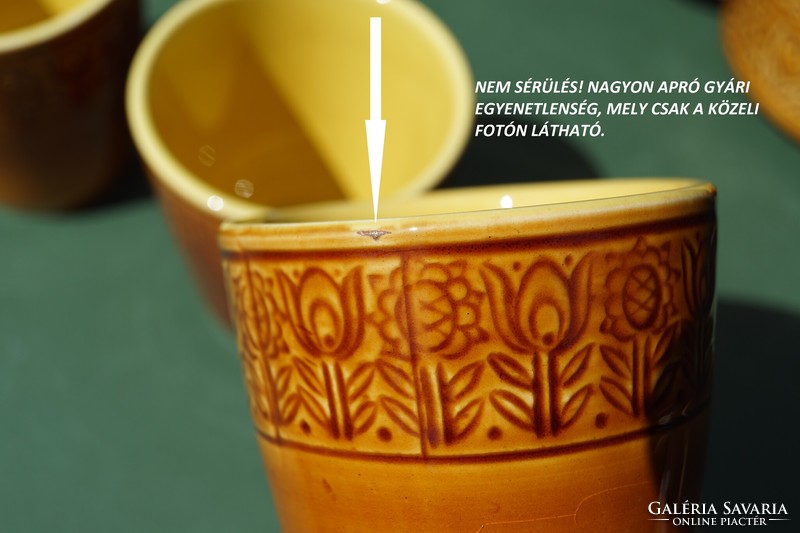 Régi retro Gránit kerámia 6 személyes készlet kancsó pohár tejkiöntő teás készlet