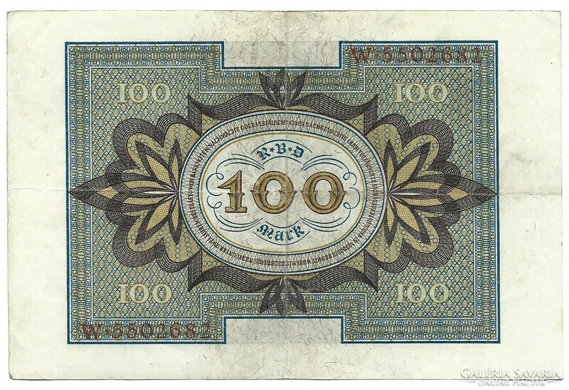 100 márka 1920 7 jegyű sorszám Németország 3.