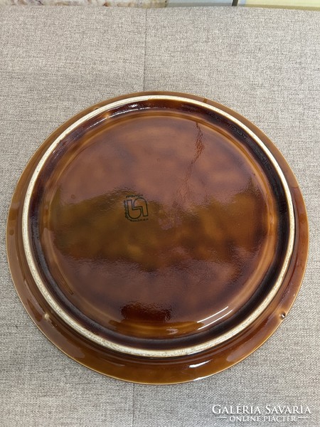Sarreguemines French majolica painted - glazed fondue plate a45