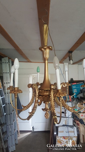 Antique, baroque style, carved chandelier.